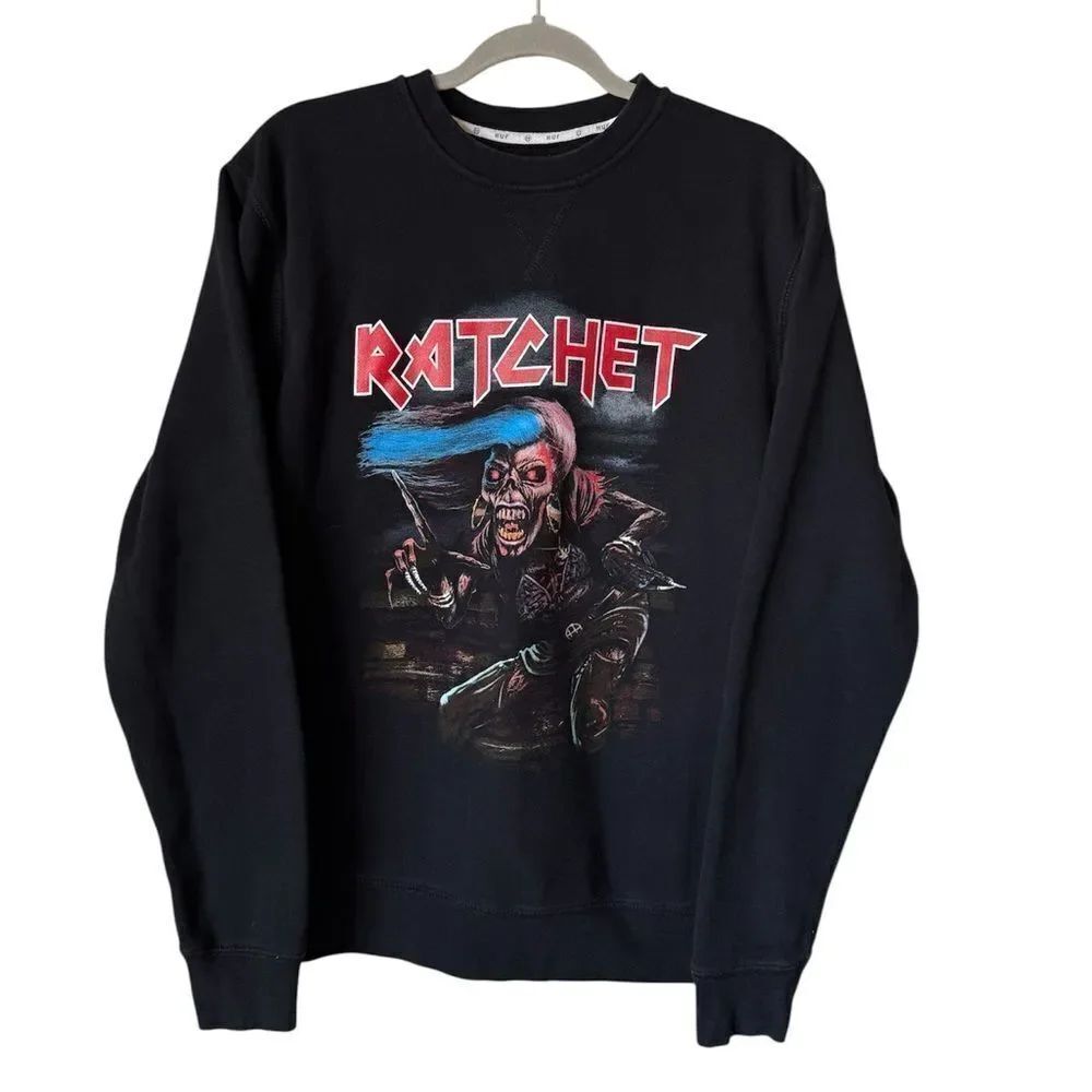 Rare HUF RATCHET American Dirtbag Tour Black Sweatshirt Size S